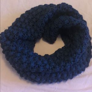Blue knitted infinity scarf
